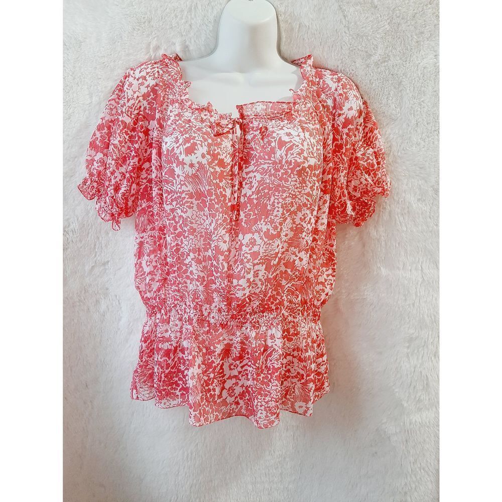Josephine Studio pink sheer sz 4 puffy sleeve blouse